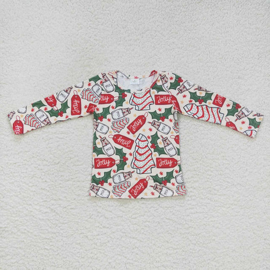 baby long sleeve Christmas tree cake milk top t-shirt