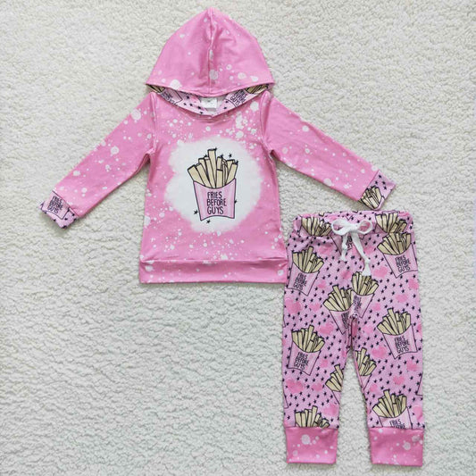 baby girls long sleeve fries hoodie top matching pants outfit