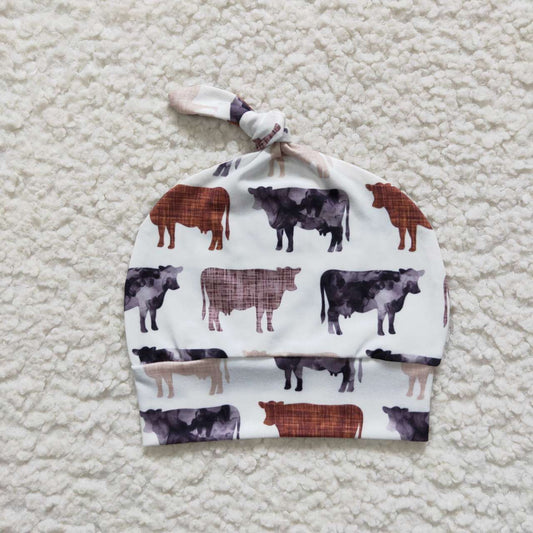 newborn farm cow animal print hat