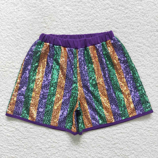 Adult women  gold green purple sequins shorts