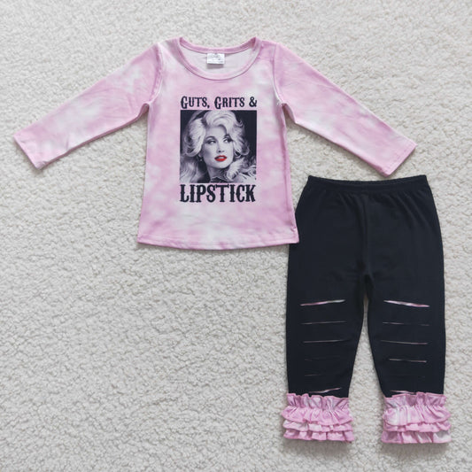 wholesale pink doll girls boutique clothing set