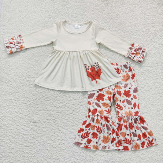 wholesale girls fall leaves boutique clothing set