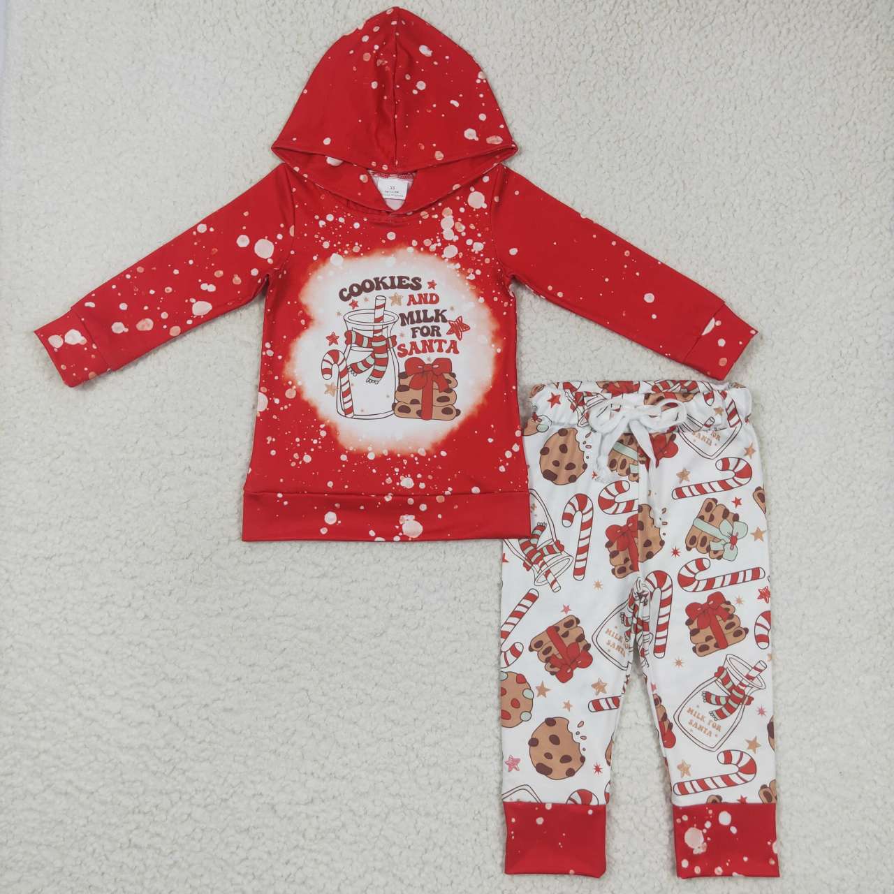 cookies and milk for Santa boy Christmas long sleeve hoodie set