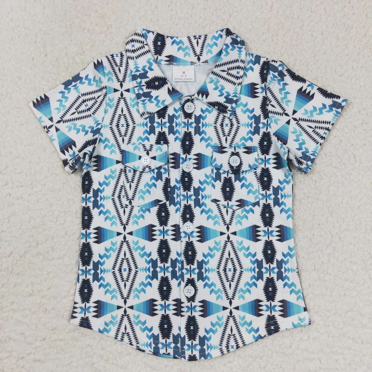 kids short sleeve Aztec button down shirt