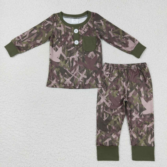 baby boy long sleeve branch camo pajama set