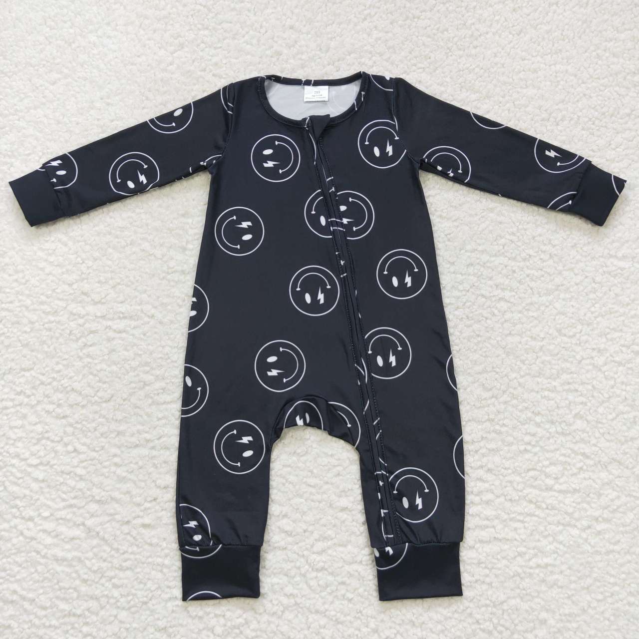 smile face long sleeve boy zip romper