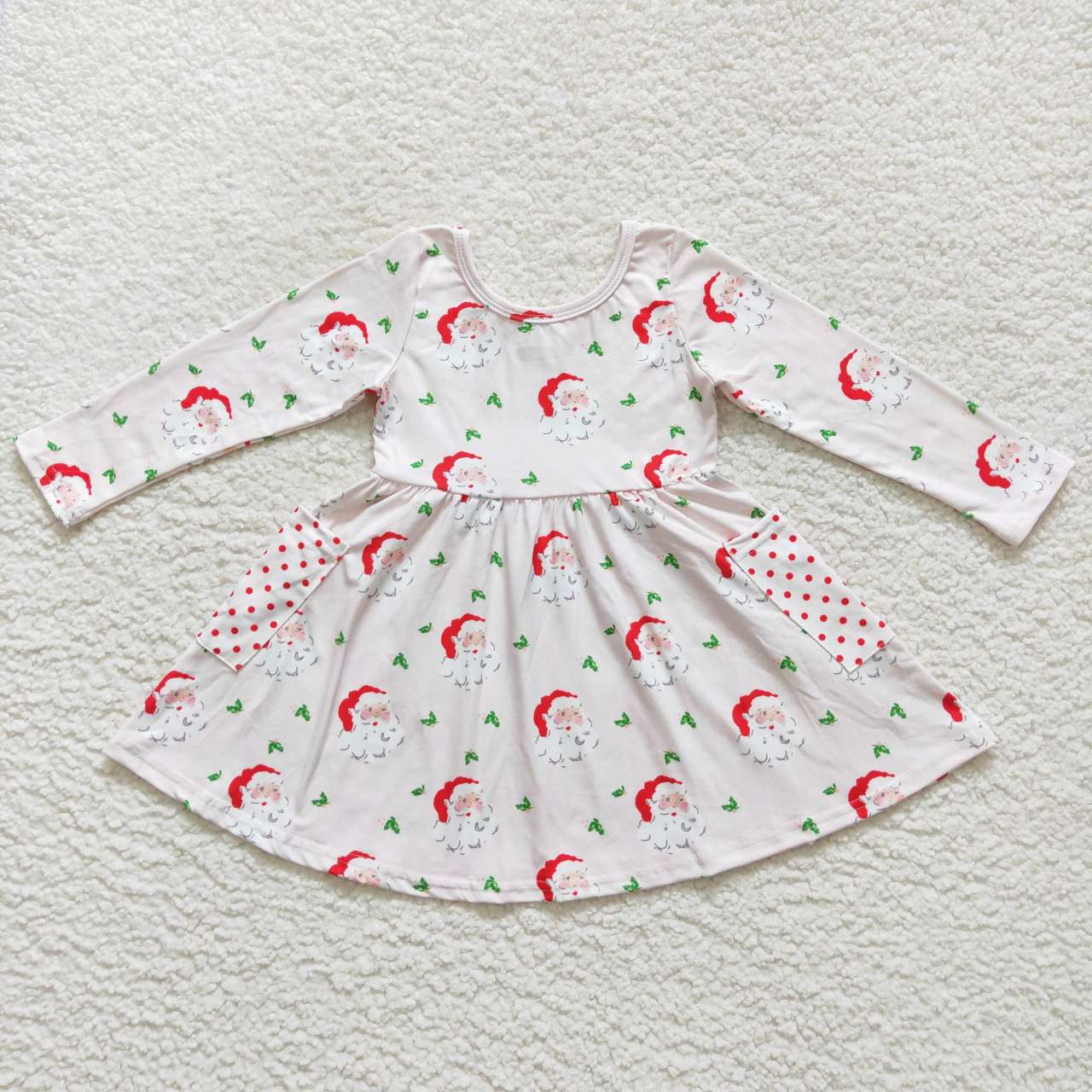 Pink Christmas Santa Claus pocket dress