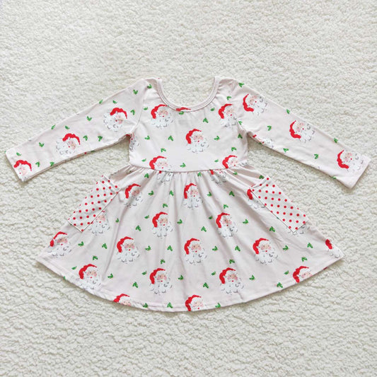 Pink Christmas Santa Claus pocket dress