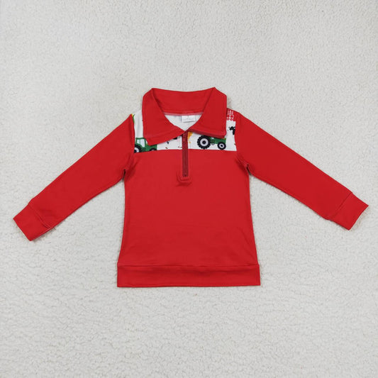 farm chicken tractor long sleeve pullover top  BT0347