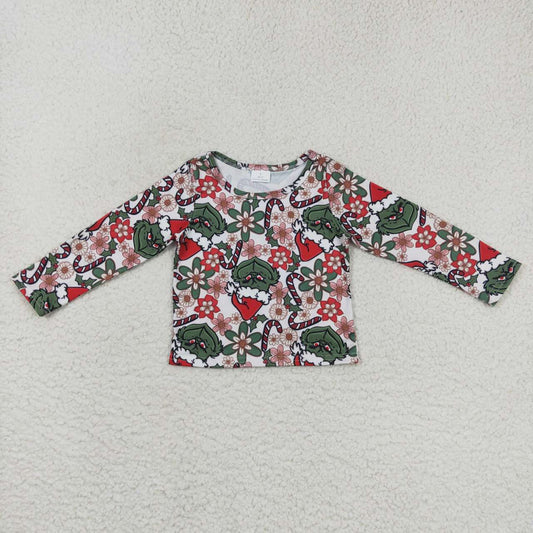 baby long sleeve Christmas green face top t-shirt