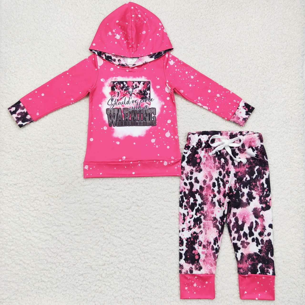 baby girls cow design boutique hoodie set