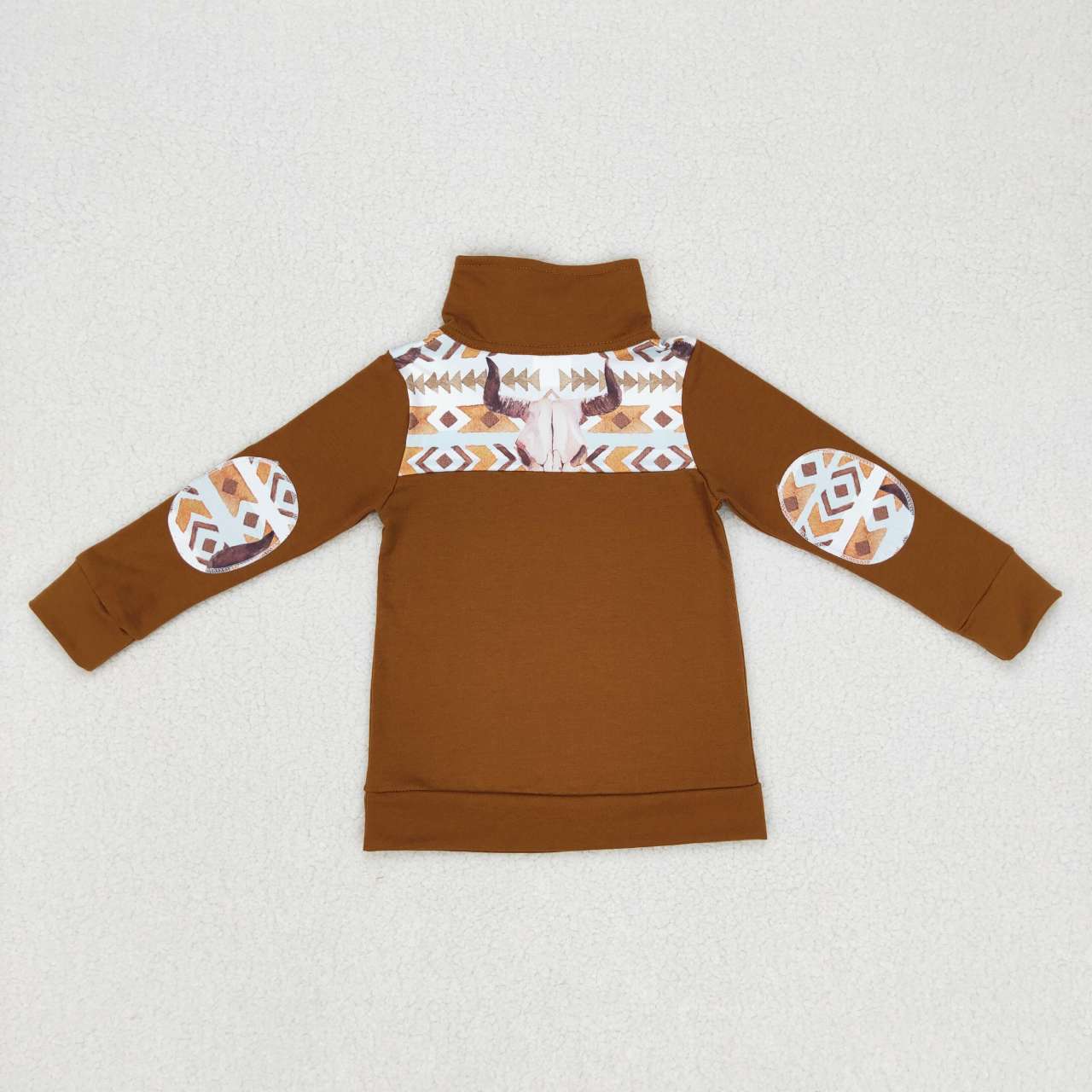 western cow aztec boy long sleeve pullover top