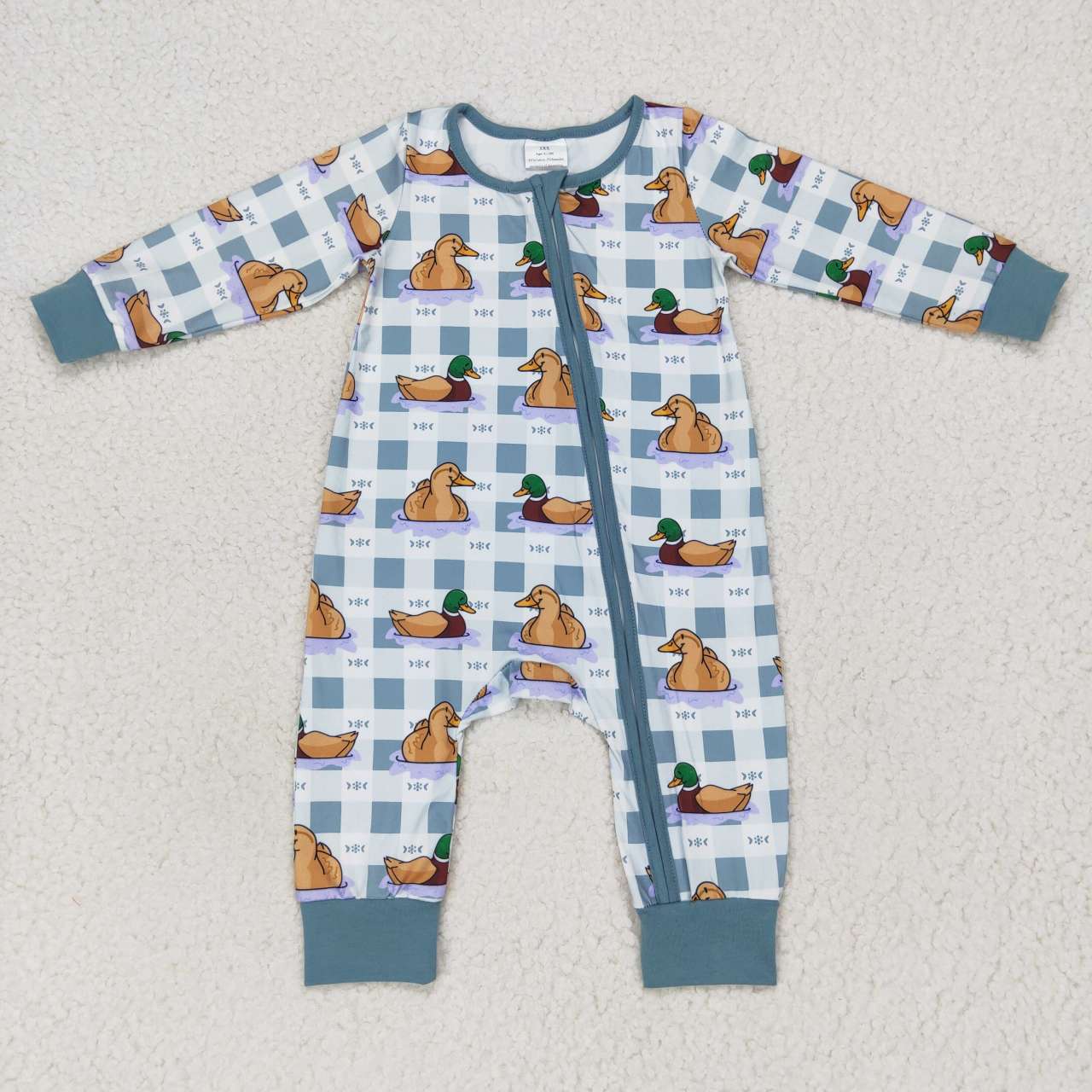 baby girls mallard duck zip romper