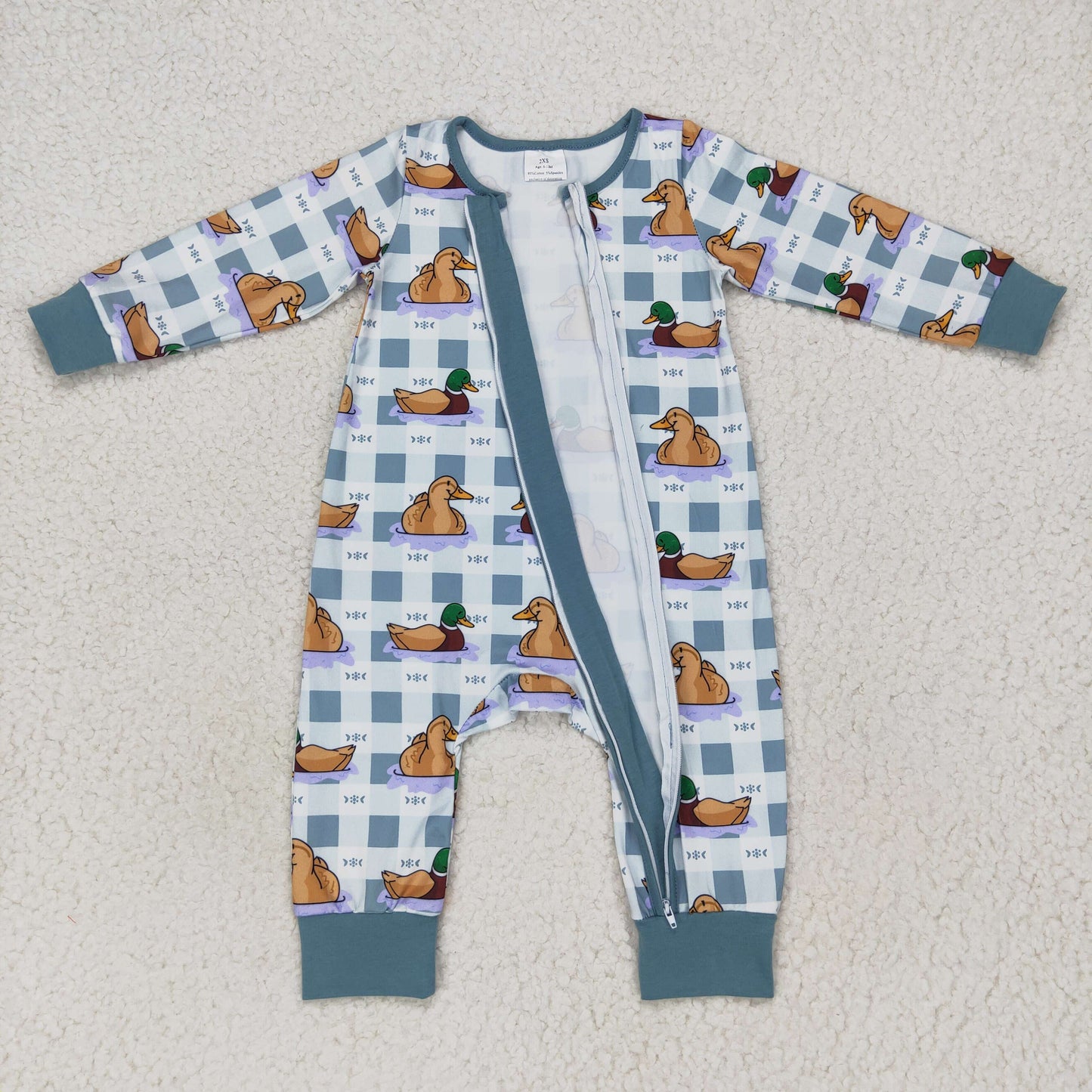 baby girls mallard duck zip romper