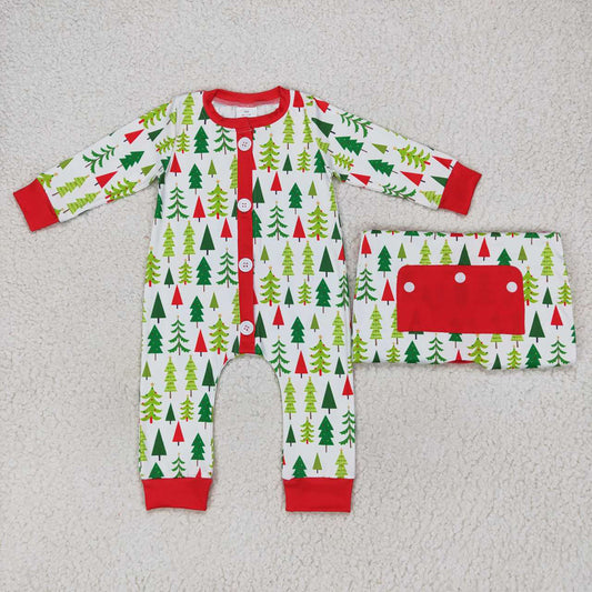 Toddle boy Christmas tree long sleeve romper