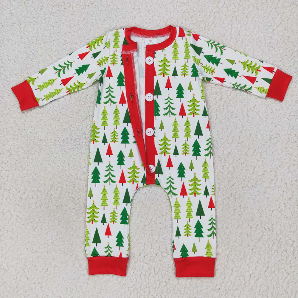 Toddle boy Christmas tree long sleeve romper