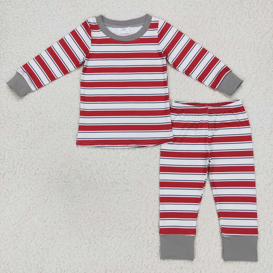 baby girls long sleeve red stripes pajama set