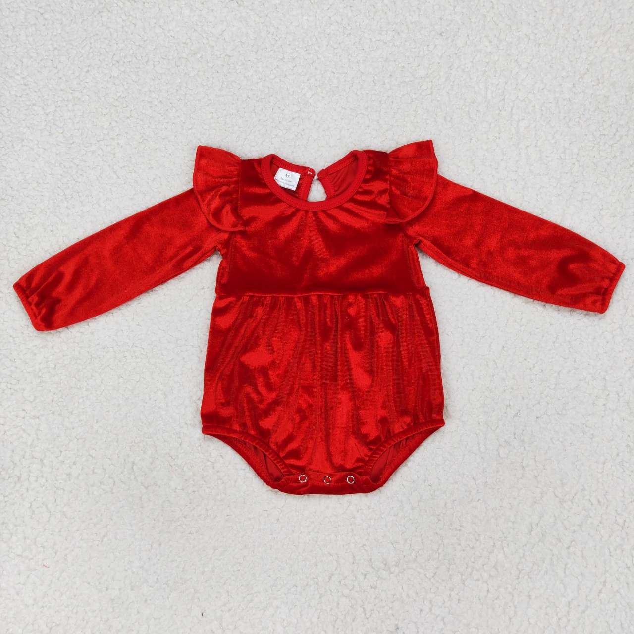 baby girls red long sleeve velvet romper