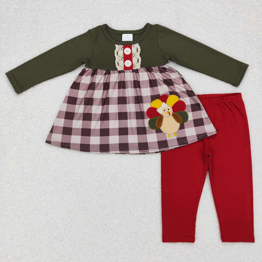 Children girls wholesale price Thanksgiving turkey clothes set