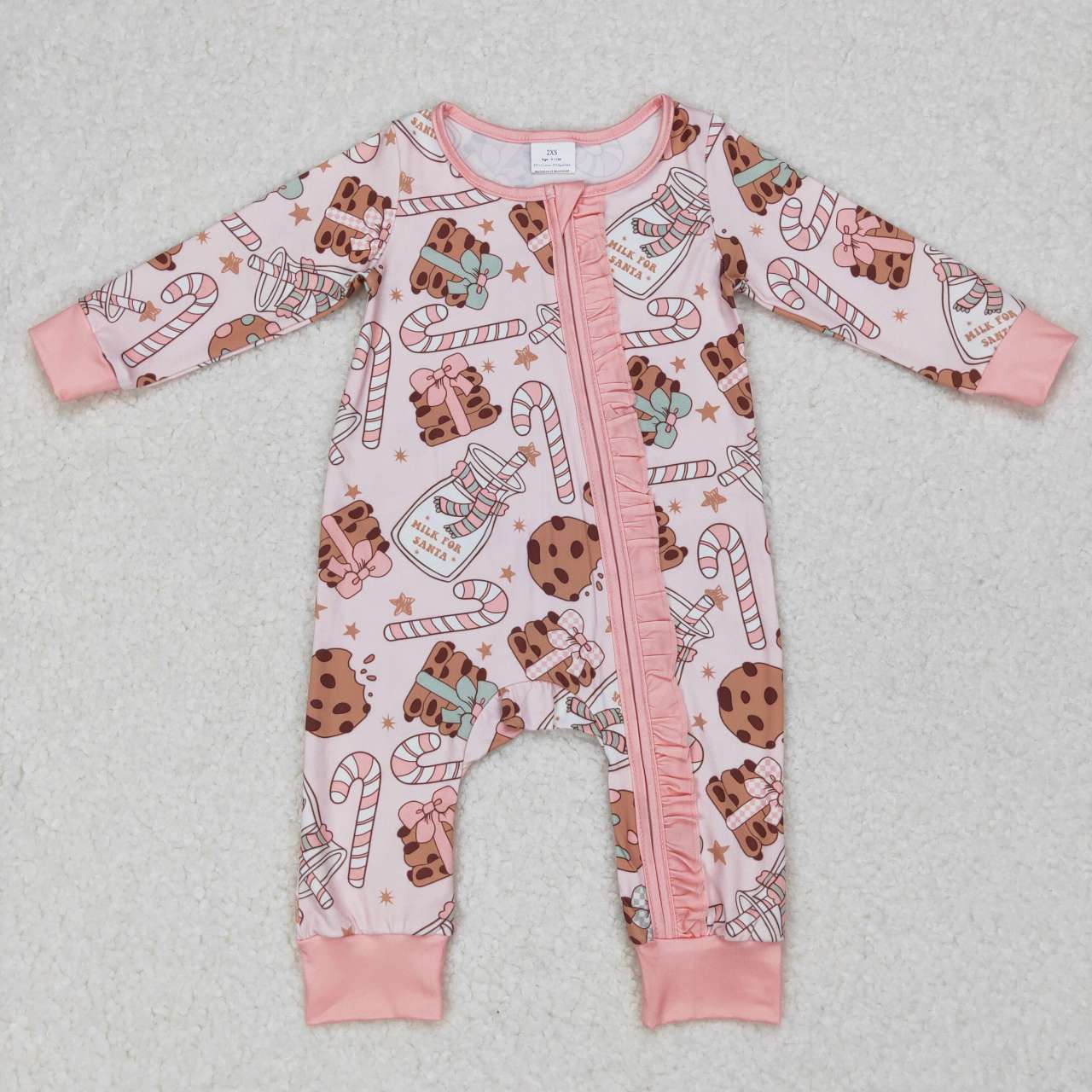 toddle girls long sleeve Christmas cookie candy cane romper