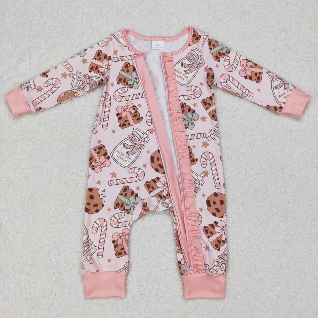 toddle girls long sleeve Christmas cookie candy cane romper