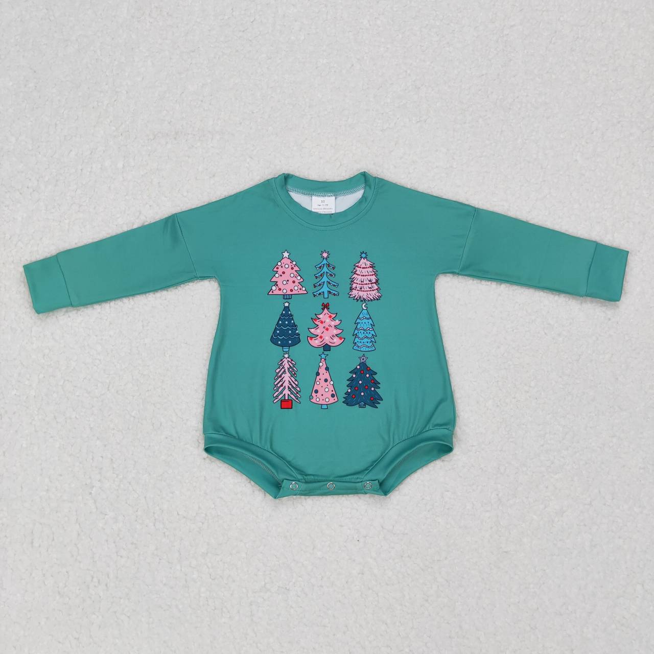 toddlers Christmas tree long sleeve green romper