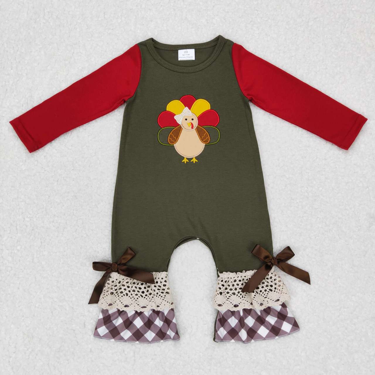 toddle girls long sleeve Thanksgiving turkey romper