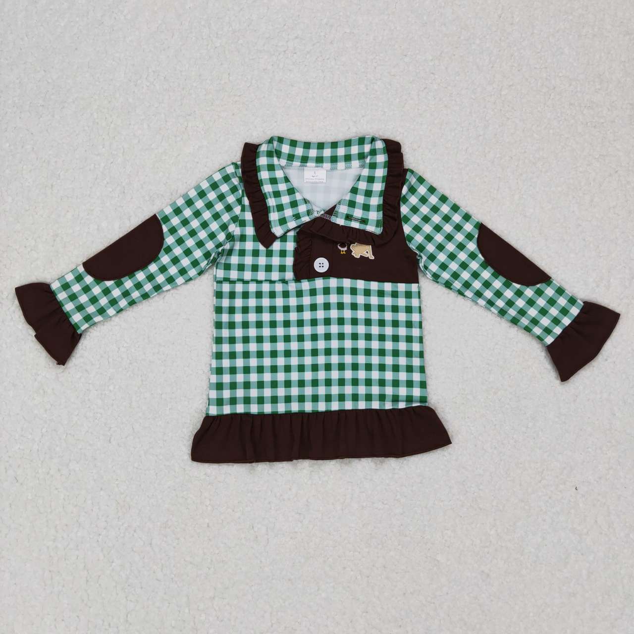 Girls embroidery mallard duck reindeer hunting pullover