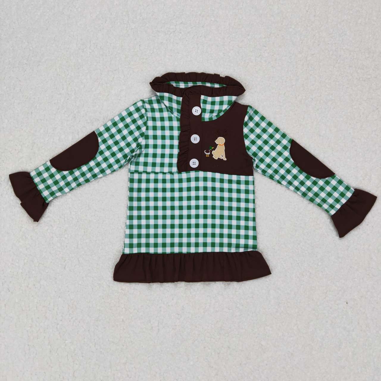 Girls embroidery mallard duck reindeer hunting pullover