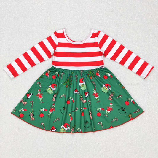 Christmas green face long sleeve fall winter dress
