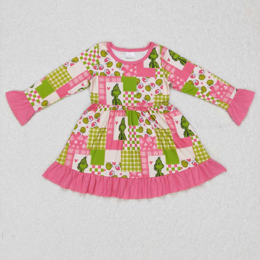 Baby girls Christmas green face dress