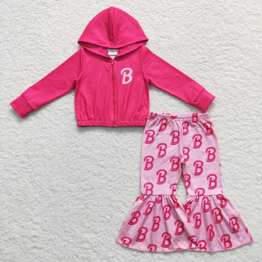 baby girls long sleeve pink doll top matching pants outfit