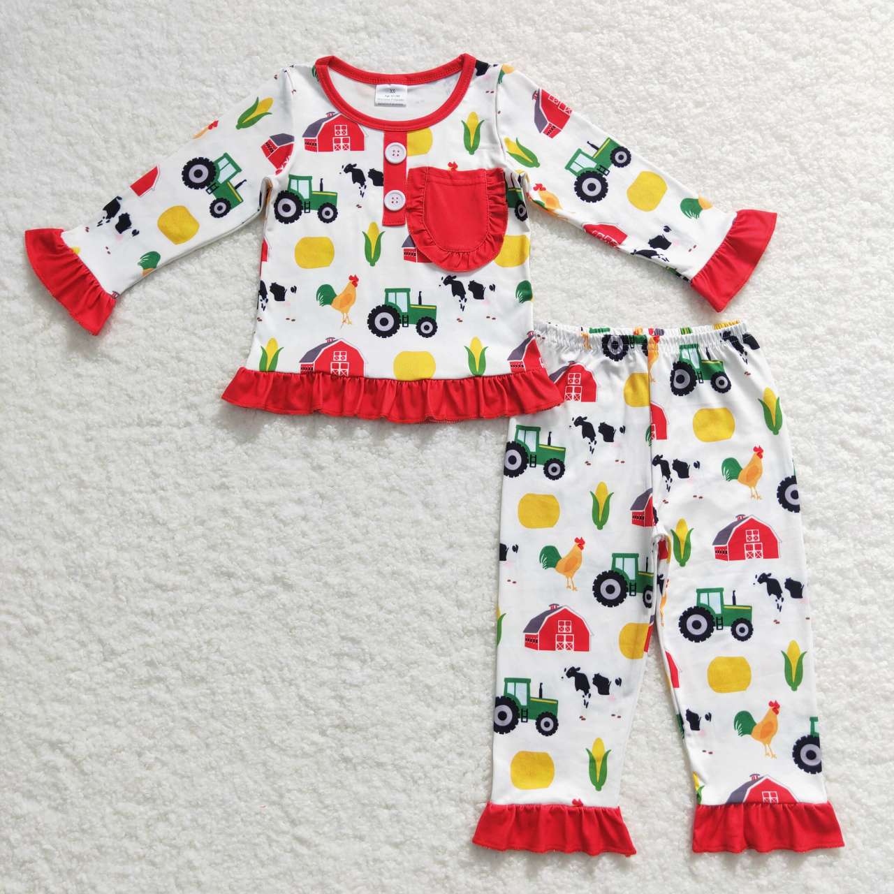 girls farm chicken tractor long sleeve outfit