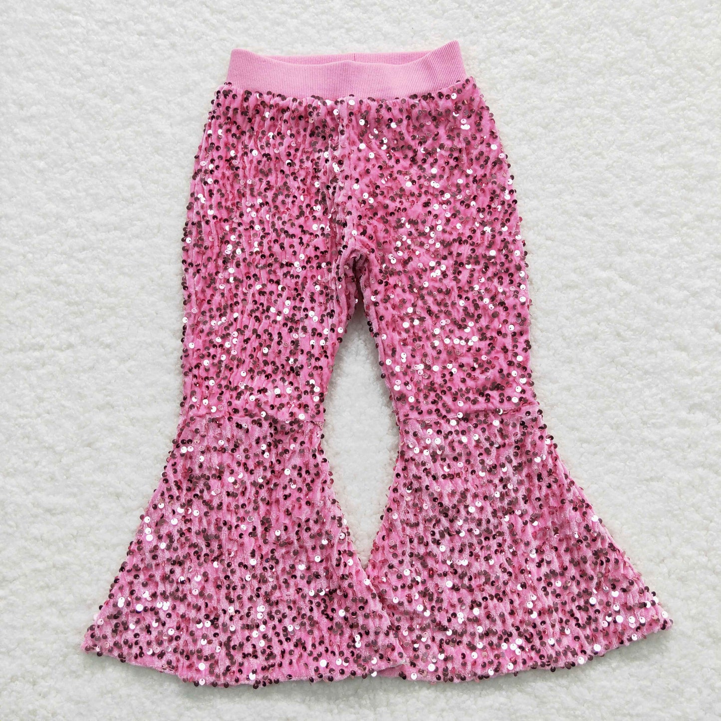 pink sparking sequins bell bottom pants