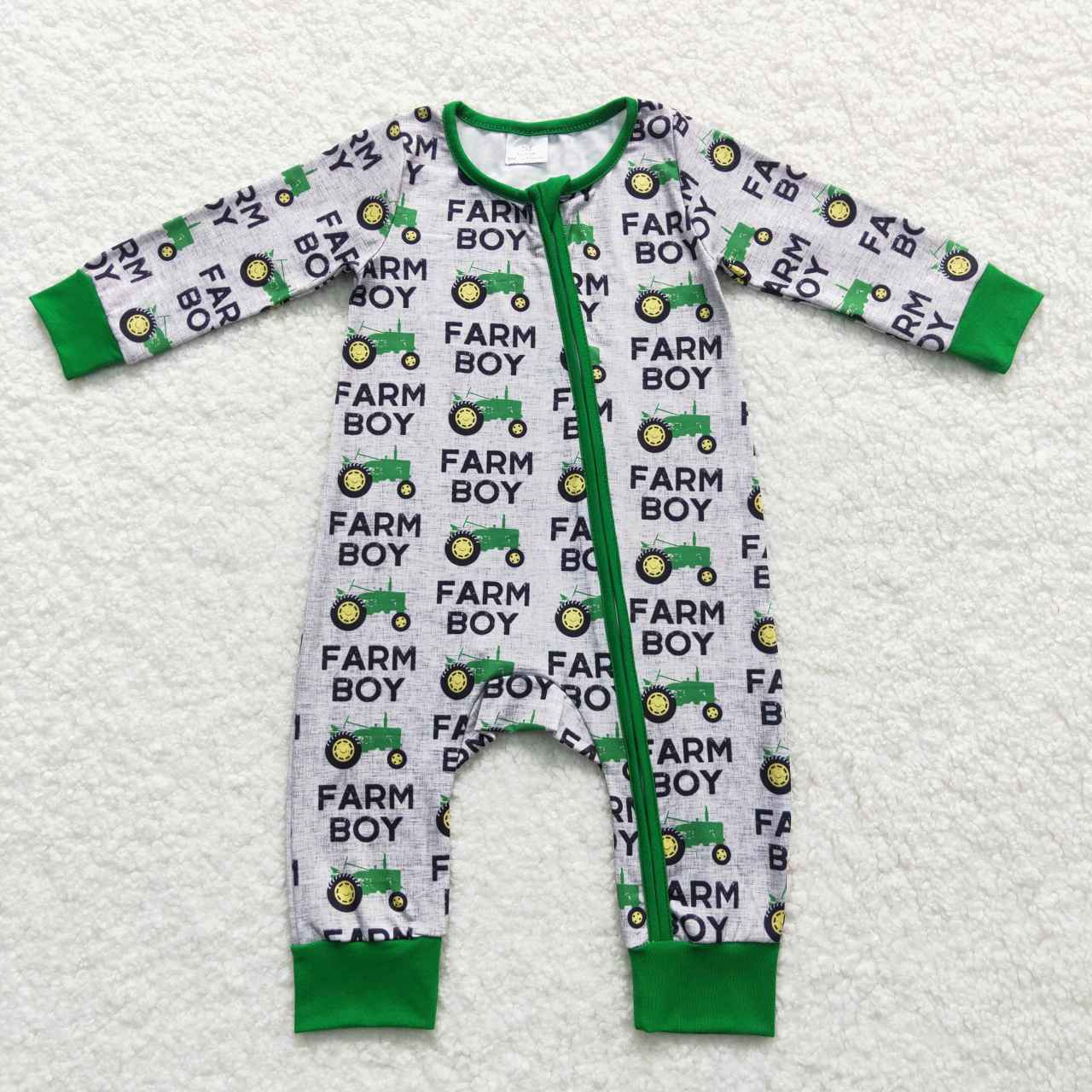 farm boy toddlers long sleeve zip romper