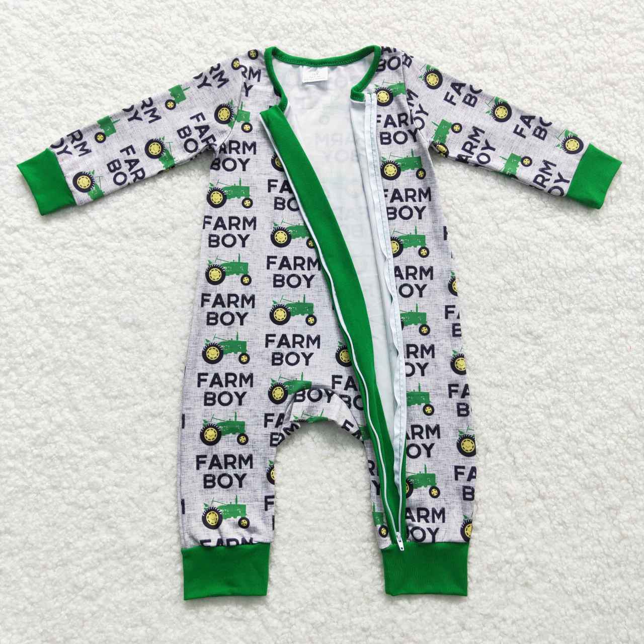 farm boy toddlers long sleeve zip romper