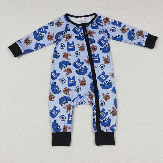 toddle girls long sleeve dog police romper