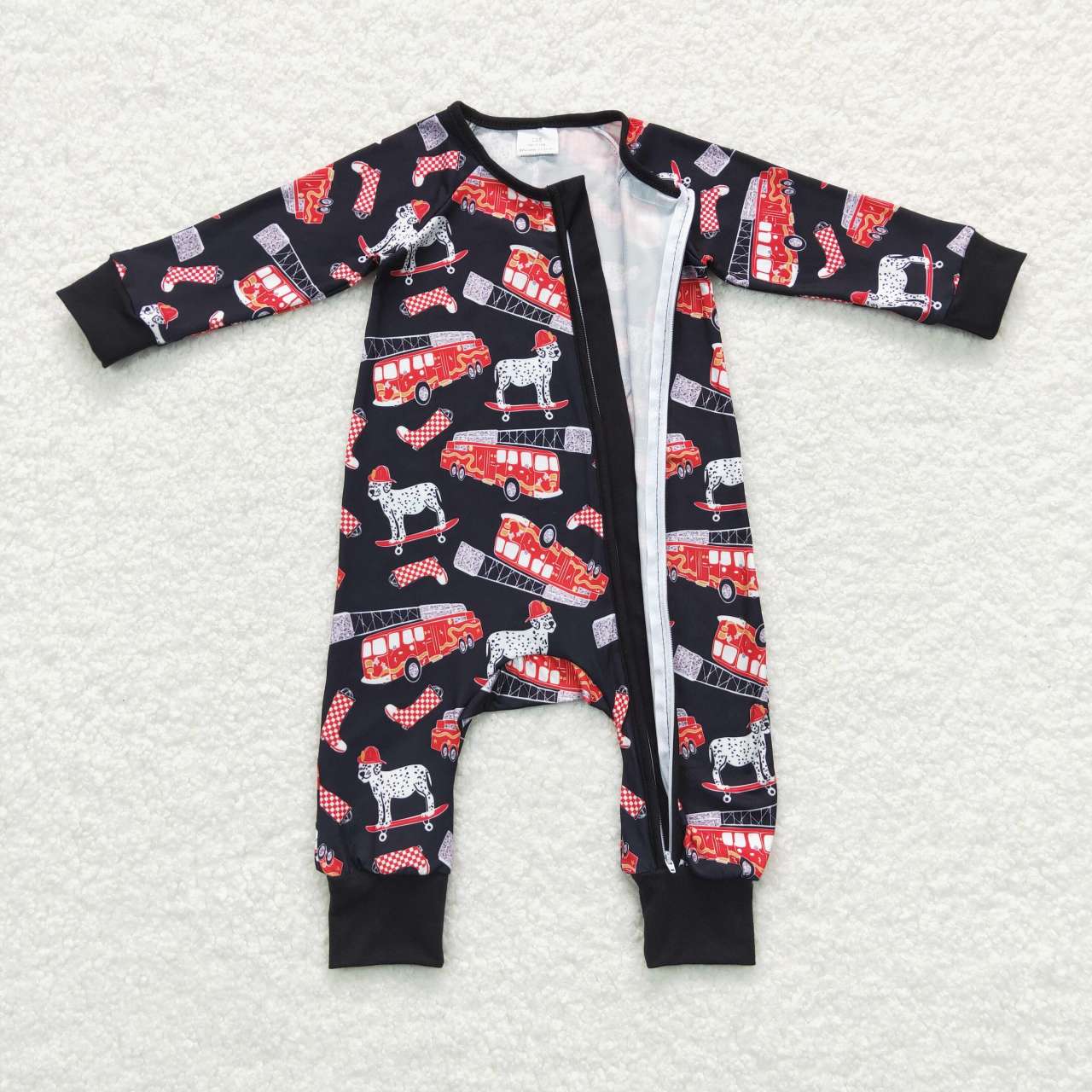 toddle girls long sleeve fire truck romper