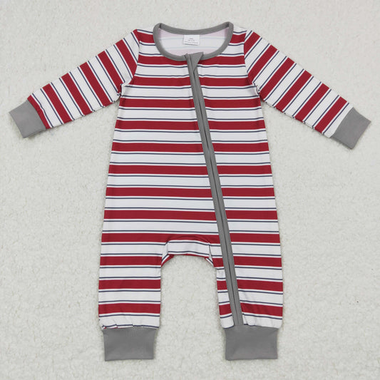 toddle girls Christmas red stripes long sleeve romper