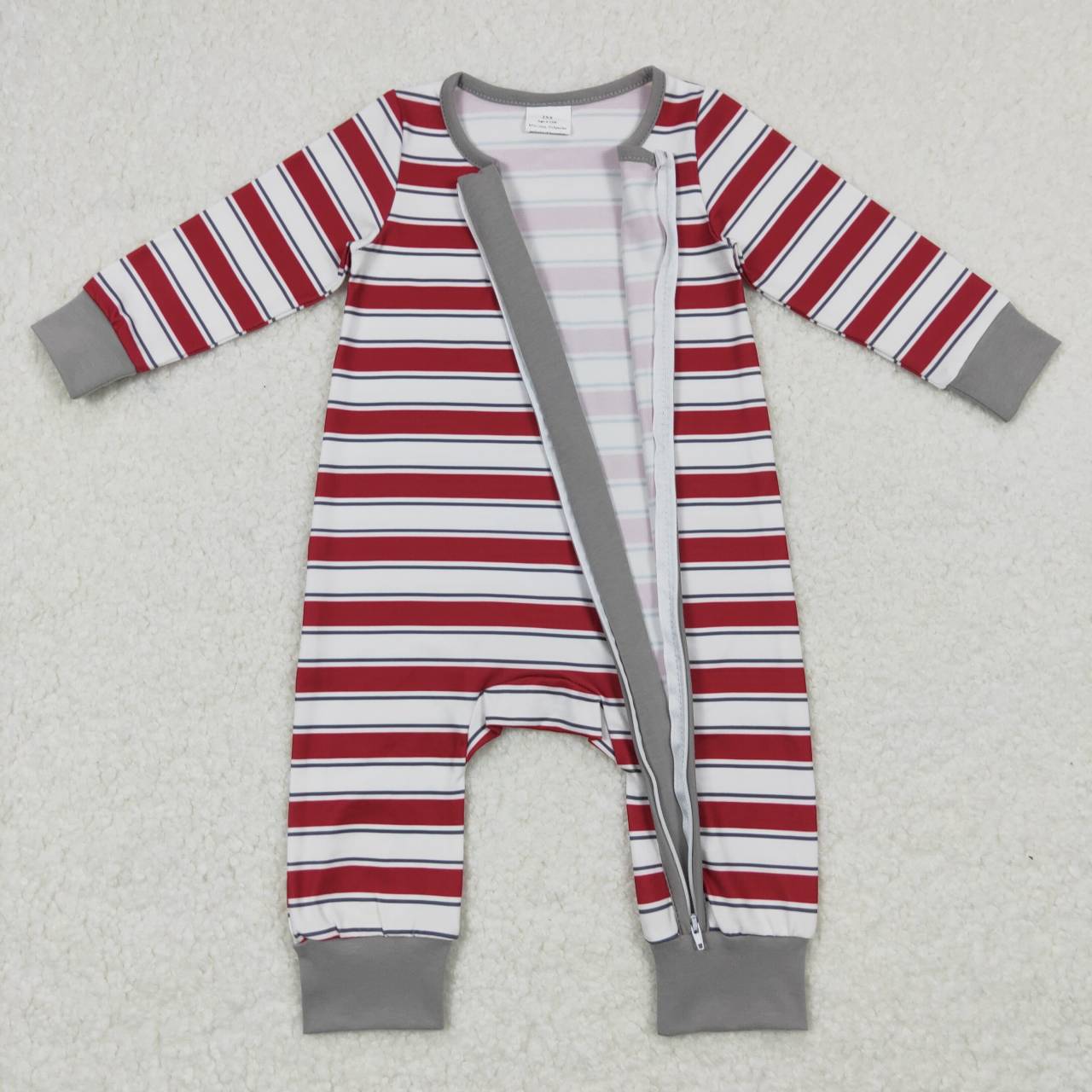 toddle girls Christmas red stripes long sleeve romper