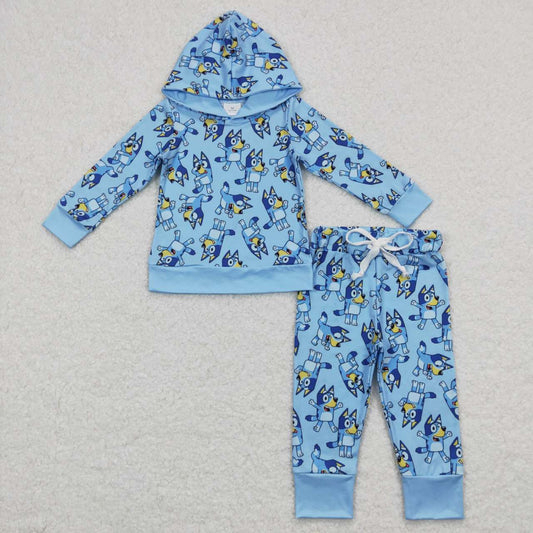 baby boy long sleeve blue cartoon dog clothing set
