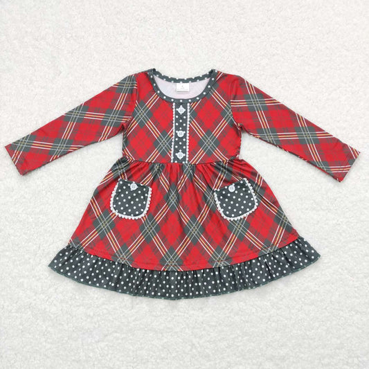 baby girls long sleeve green red Christmas dress