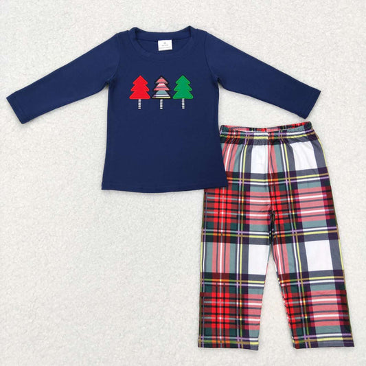 baby boy Christmas tree long sleeve outfit