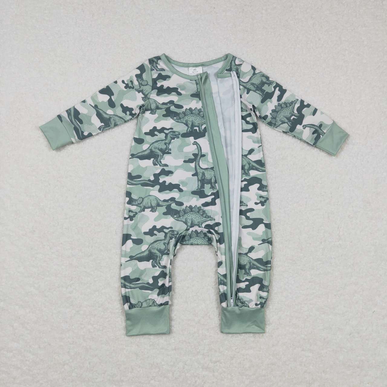 baby long sleeve camo dinosaur romper