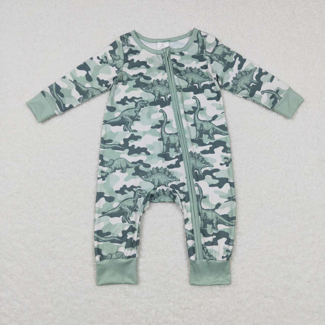 baby long sleeve camo dinosaur romper