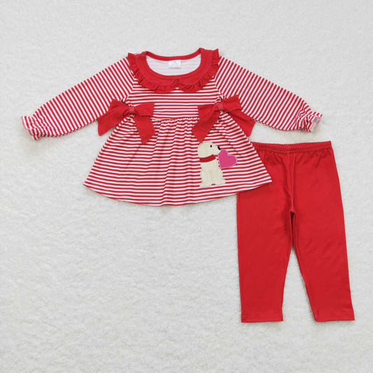 children girls dog long sleeve tunic top red leggings outfit