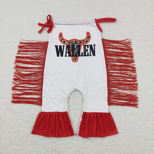 toddle girls cow tassel romper