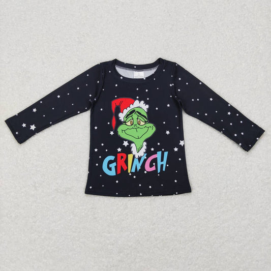 baby girls long sleeve Christmas green face t-shirt top