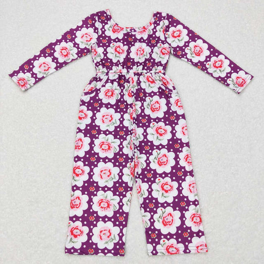 baby girls floral print long sleeve jumpsuit romper