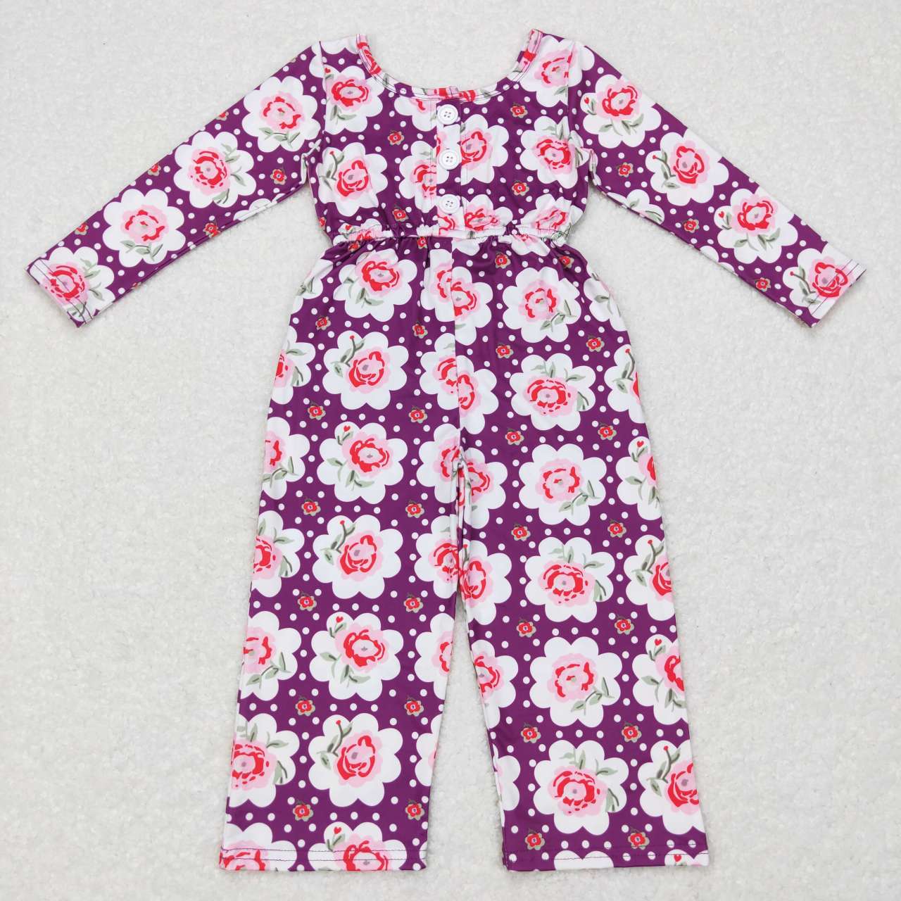 baby girls floral print long sleeve jumpsuit romper